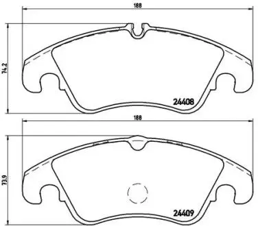 Гальмівні колодки, дискове гальмо.) BREMBO P24074 (фото 1)