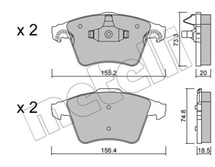 Колодки гальмівні (передні) VW Multivan/T5 03-15/T6 15- Metelli 2205523