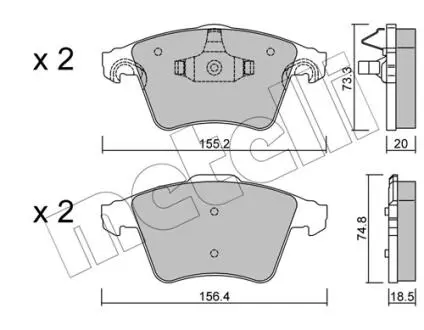 Колодки гальмівні (передні) VW Multivan/T5 03-15/T6 15- Metelli 2205523