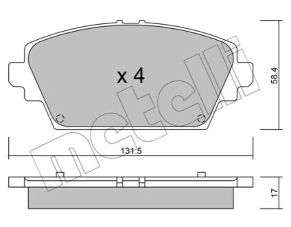 Колодки гальмівні (передні) Nissan Almera II Tino/Primera III 00-08 Metelli 2204640