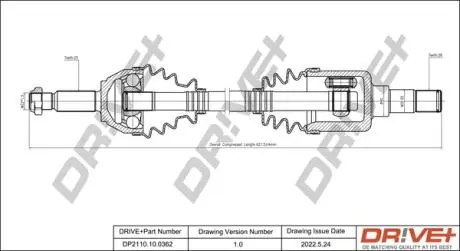 Півосі Ford Connect 02- (L) (25x26x632) DR!VE+ DP2110100362