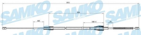 Трос ручного гальма.r. SE/SK/VW 1580/918 SAMKO C0809B
