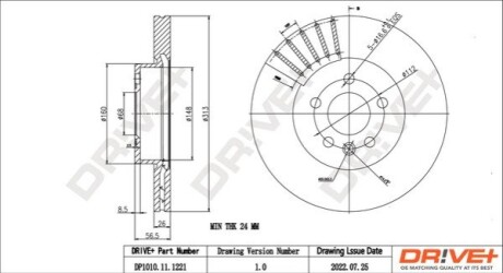 TARCZA HAM. PRZУD FORD GALAXY 06- 313X25 DR!VE+ DP1010111221