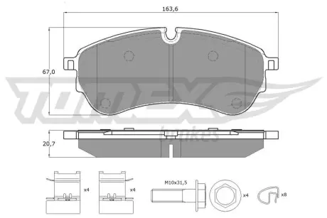 Тормозные колодки дисковые VW CRAFTER 16- TOMEX 1858