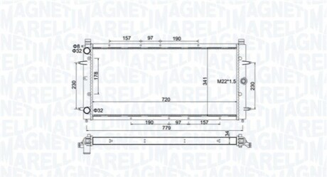 Радіатор охолодження VW T4 2.5TDI 90-03 MAGNETI MARELLI 350213174600