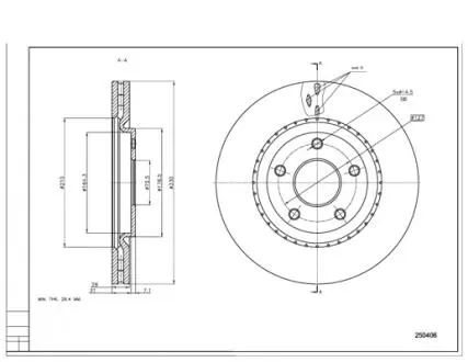 Фото диск гальмівний /P/ FREEMONT 2.0JTD 11- HART 250406 Диск гальмівний /P/ FREEMONT 2.0JTD 11- HART 250406