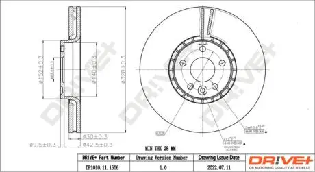 TARCZA HAM. PRZУD VOLVO XC60 08- 328X30 DR!VE+ DP1010111506