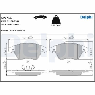 Klocki ham. VW Beetle,Bjalla,Golf,Jetta Delphi LP3711