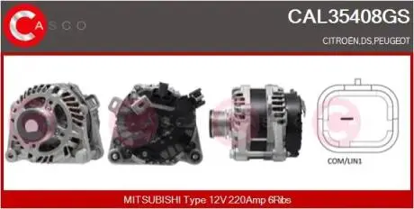 ALTERNATOR 12V 220A ORYGINAL MITSUBISHI CASCO CAL35408GS