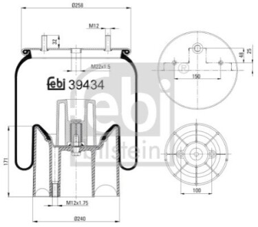 Пневморесора 4157 N P04 (зі склянкою)) FEBI BILSTEIN 39434