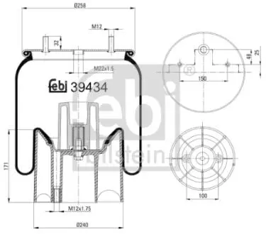 Пневморесора 4157 N P04 (зі склянкою)) FEBI BILSTEIN 39434