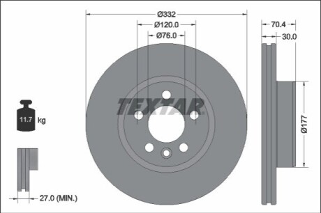 TARCZA HAM. VW P. MULTIVAN 1,4-2,0 21- TEXTAR 92345105