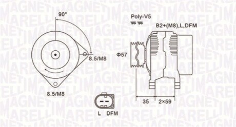 Alternator AUDI/SEAT/SKODA/VW 1.2 90A MAGNETI MARELLI MQA1675