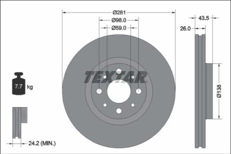 TARCZA HAM. FIAT P. 500 ELECTRIC 20- TEXTAR 92344703 (фото 1)