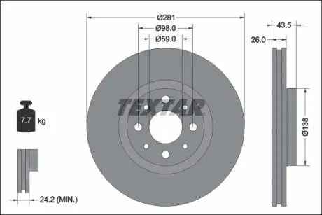 Фото tarcza ham. fiat p. 500 electric 20- TEXTAR 92344703 TARCZA HAM. FIAT P. 500 ELECTRIC 20- TEXTAR 92344703