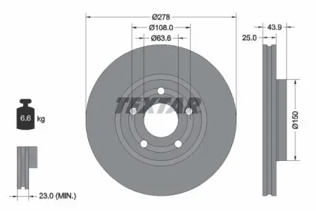TARCZA HAM. FORD P. PUMA 1,0-1,5 19- TEXTAR 92327503