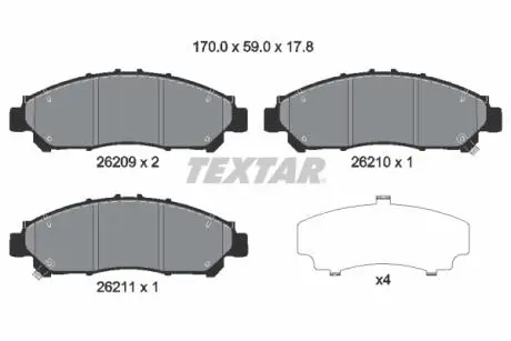 Комплект гальмівних колодок передній TEXTAR 2620901