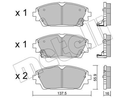 Колодки гальмівні (передні) Mazda 3 18- (+датчики) Metelli 2212370 (фото 1)