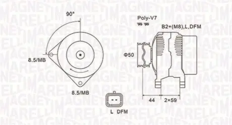 ALTERNATOR RENAULT MEGANE 1,9DCI 05- MAGNETI MARELLI MQA1827