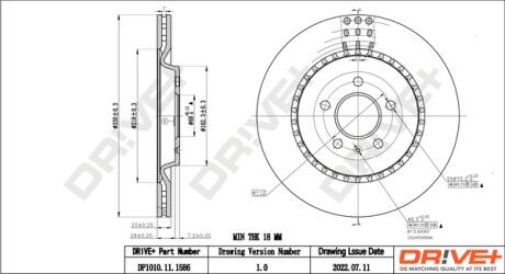 TARCZA HAM. TYЈ AUDI A4 07- 330X22 DR!VE+ DP1010111586