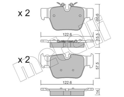 Колодки гальмівні (задні) BMW 1 (F40) 19-/2 (F44) 19-/X2 (F39) 17-/Mini Clubman/Countryman 19- Metelli 2212670