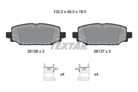 Фото комплект тормозных колодок задний TEXTAR 2613601 Комплект тормозных колодок задний TEXTAR 2613601