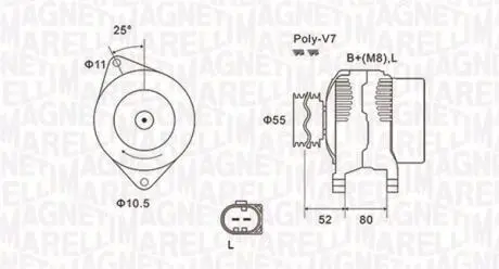 Alternator FIAT/IVECO 2.3JTD 110A MAGNETI MARELLI 063731837010