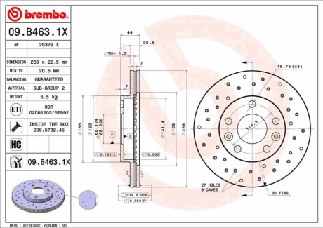 Tarcza ham. DACIA/NISSAN/RENAULT BREMBO 09B4631X