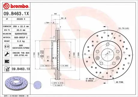Tarcza ham. DACIA/NISSAN/RENAULT BREMBO 09B4631X