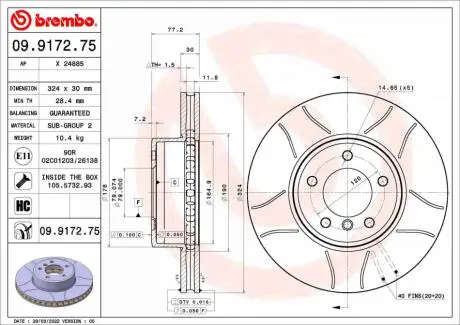 Tarcza ham. BMW/BMW (BRILLIANCE) BREMBO 09917275