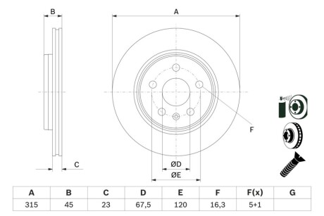 TARCZA HAM. OPEL INSIGNIA B 17- BOSCH 0986479F53 (фото 1)