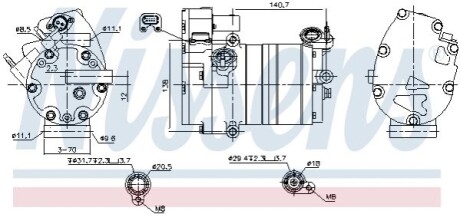 KOMPRESOR DO KLIMAT.S60 III -19 NISSENS 891070