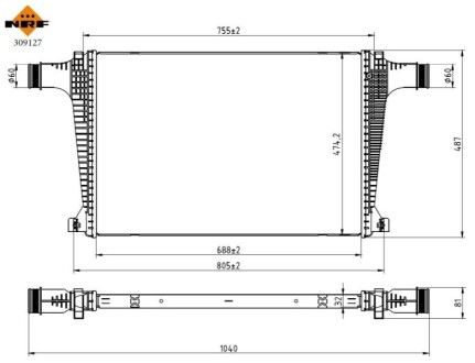 INTERCOOLER VW TUAREG 3.0D 18- NRF 309127 (фото 1)