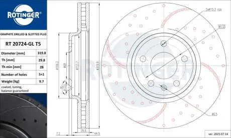 HAM.TARCZA /P/AUDI A4 07-/SZT/ ROTINGER RT20724GLT5
