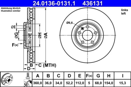 Диск тормозной передний левый ATE 24013601311