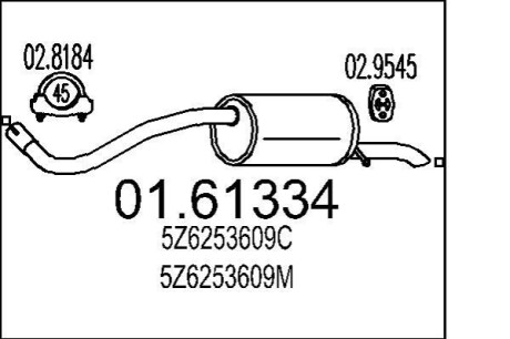 Труба выхлопная koс. VW FOX 1.2 MTS 0161334