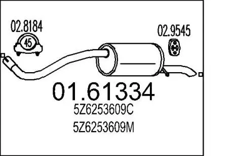 Труба вихлопна koс. VW FOX 1.2 MTS 0161334