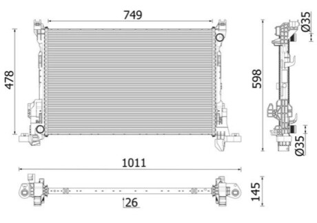 CHЭODNICA R TRAFIC 19- 2.0DCI MAHLE / KNECHT CR2637000P