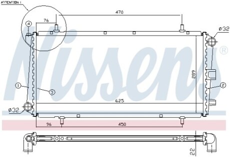 Радиатор, охлаждение двигателя NISSENS 62785A