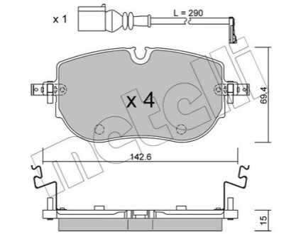 Колодки гальмівні (передні) Audi Q4 e-tron 21-/Skoda Enyaq iV 20-/VW ID.4/ID.5 20- (диск d=330mm) Metelli 2213190