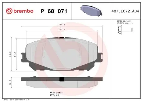 KLOCKI HAMULCOWE XTRA PRZOD BREMBO P68071X