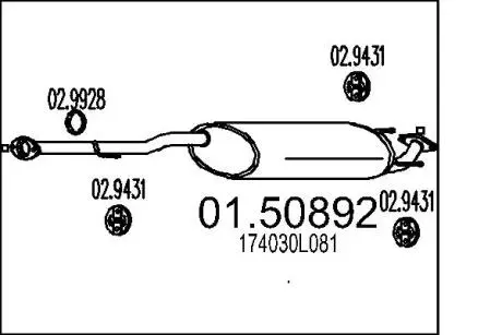 Глушник TOYOTA HI-LUX 2.5 D MTS 0150892