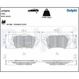 Фото klocki ham. TOYOTA Corolla Delphi LP3876 Klocki ham. TOYOTA Corolla Delphi LP3876