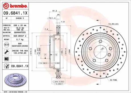 Tarcza ham. tył ALPINA/BMW BREMBO 0968411X