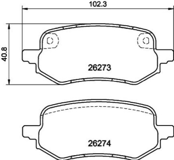 Brake Pad Set, disc brake HELLA 8DB355040931