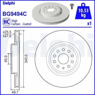 Гальмiвнi диски переднi Delphi BG9494C