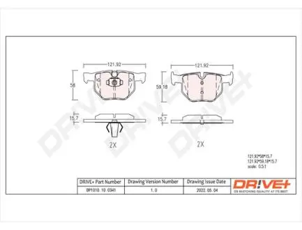 Фото тормозные колодки.) DR!VE+ DP1010100341 Тормозные колодки.) DR!VE+ DP1010100341