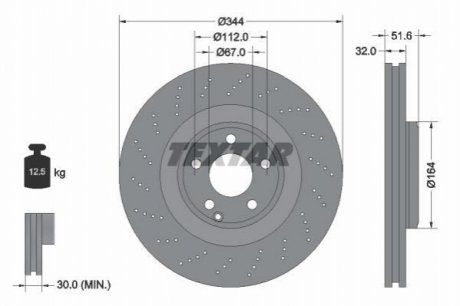 Диск тормозной передний TEXTAR 92289905 (фото 1)