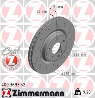 Диск гальмівний передній ZIMMERMANN 400369352