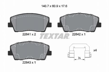 KLOCKI HAMULCOWE PRZOD TEXTAR 2284101